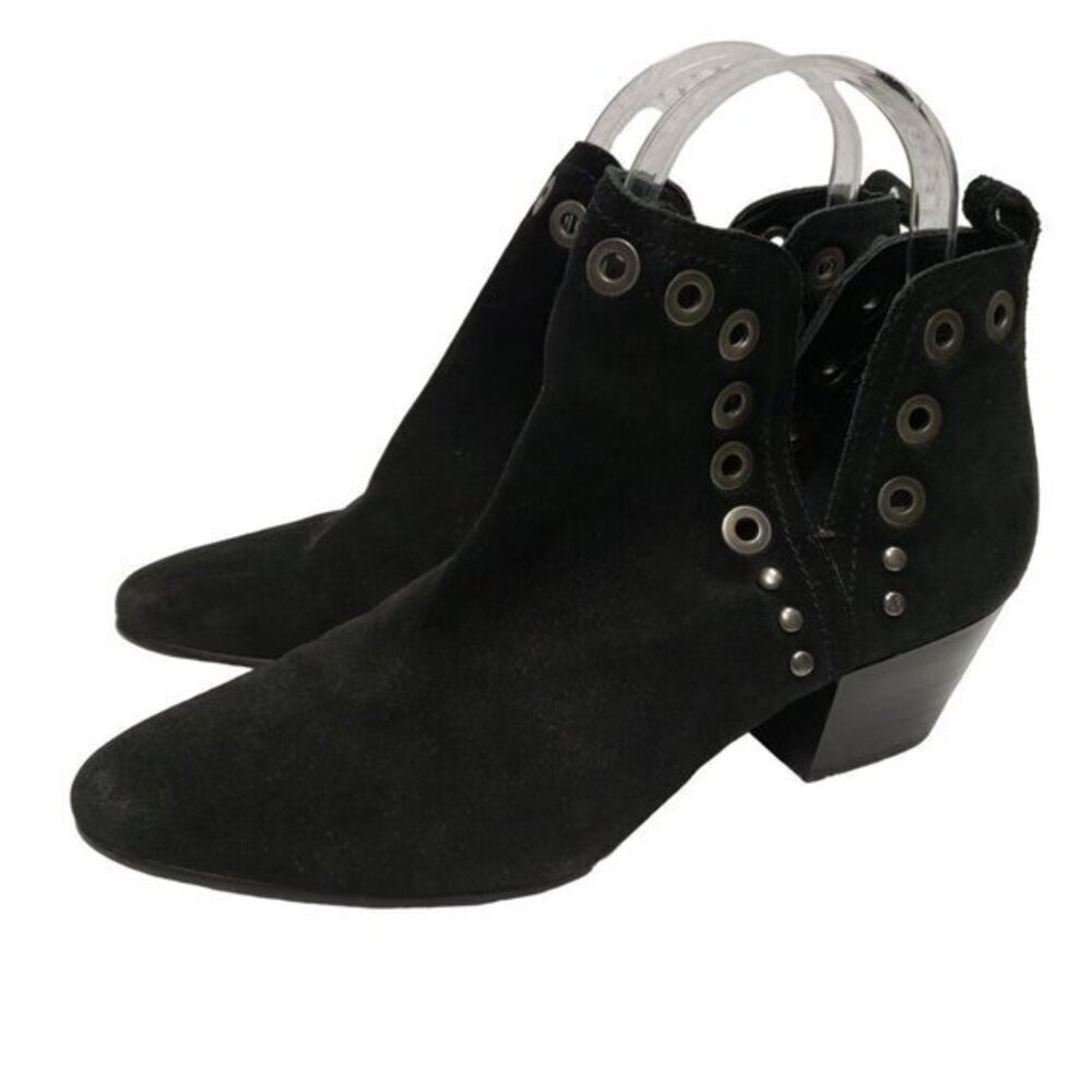 Sam Edelman Rubin Studded Womens Ankle Boots Size 6 Black Suede Leather Used
